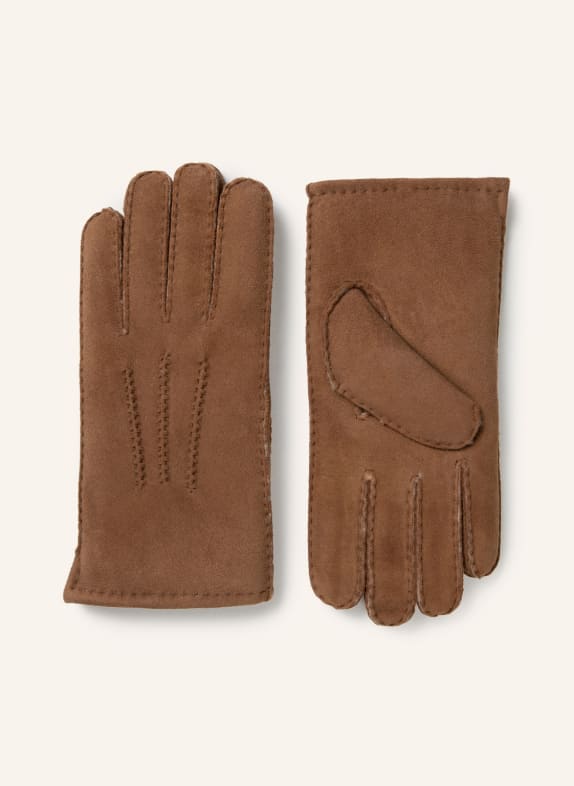 STROKESMAN'S Handschuhe mit Echtfell CAMEL