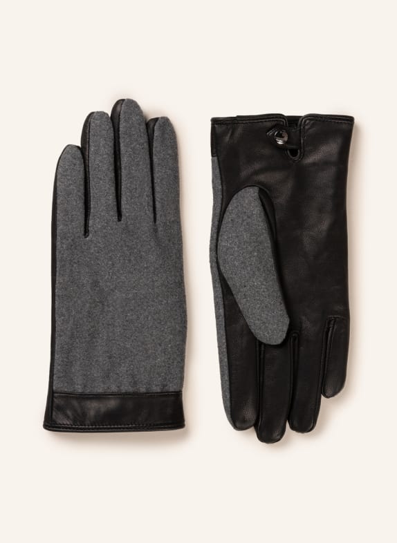 JOOP! Handschuhe im Materialmix SCHWARZ/ DUNKELGRAU