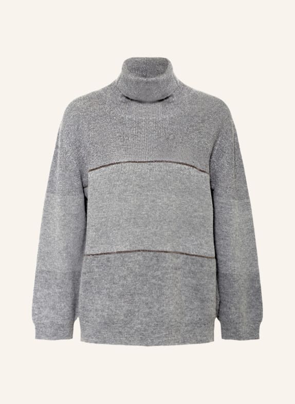 FABIANA FILIPPI Rollkragenpullover aus Merinowolle mit Schmucksteinen