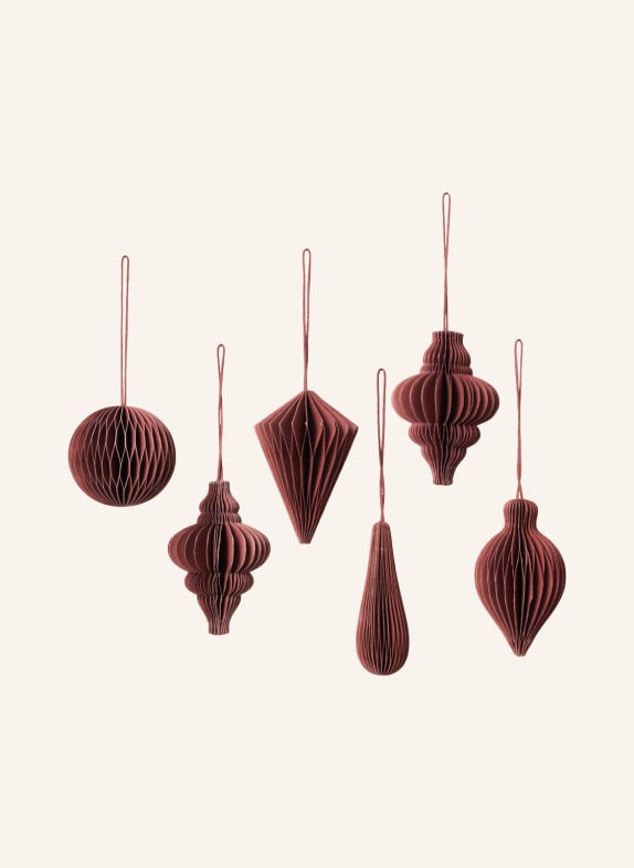 BROSTE COPENHAGEN 6er-Set Dekoanhänger CHRISTMAS MIX DUNKELROT