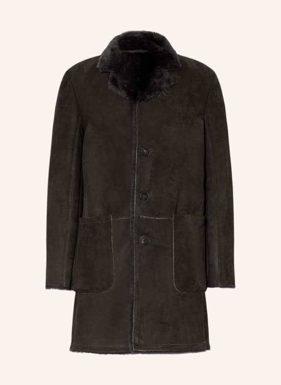 WEBER + WEBER Leather coat with real fur