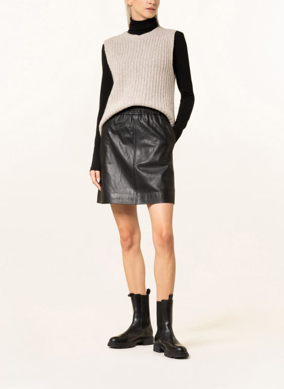 InWear Leren rok WOOKIW ZWART