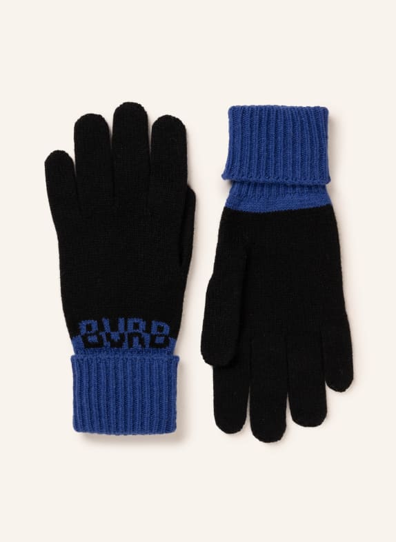 BURBERRY Cashmere-Handschuhe DUNKELBLAU/ SCHWARZ