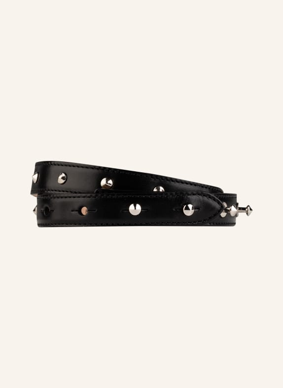 Alexander McQUEEN Leather belt BLACK/ SILVER
