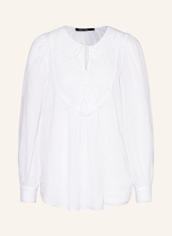 MARC AUREL Shirt blouse made of linen with broderie anglaise