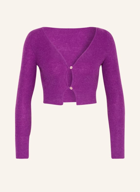 JACQUEMUS Cropped cardigan with mohair DARK PURPLE