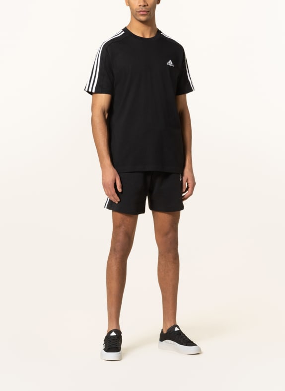 adidas T-shirt ESSENTIALS SINGLE JERSEY 3-STRIPES ZWART / WIT