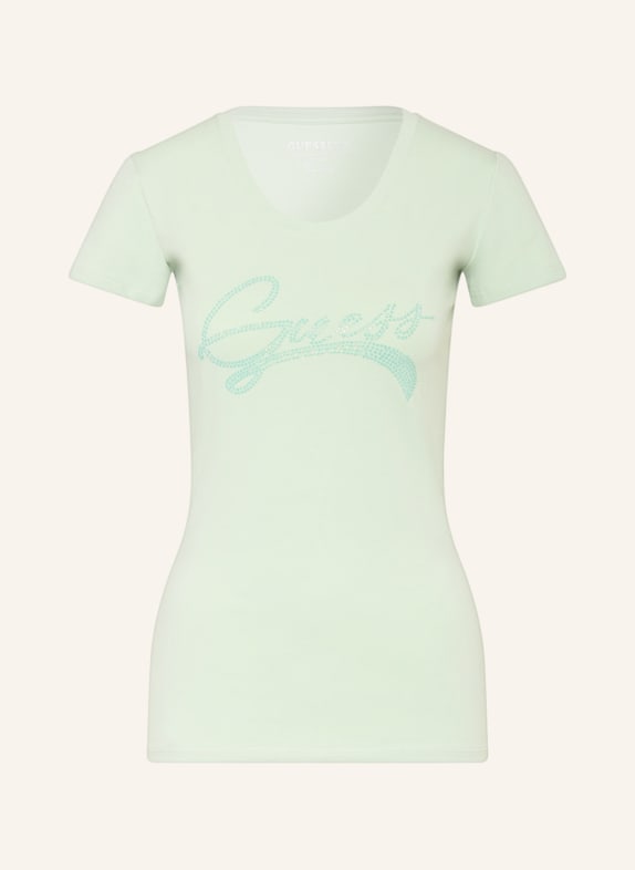 GUESS T-shirt ADELINA with decorative gems LIGHT GREEN