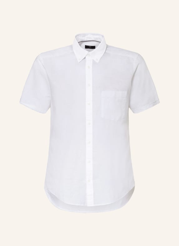 STROKESMAN'S Short sleeve shirt regular fit with linen WHITE