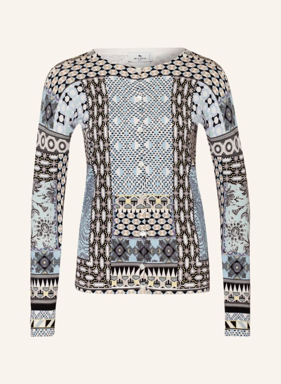 ETRO Strickjacke aus Cashmere HELLBLAU / WEISS / SCHWARZ