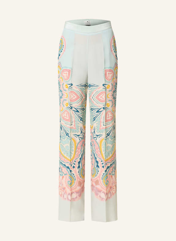 ETRO Wide leg trousers made of silk LIGHT BLUE/ PINK/ WHITE