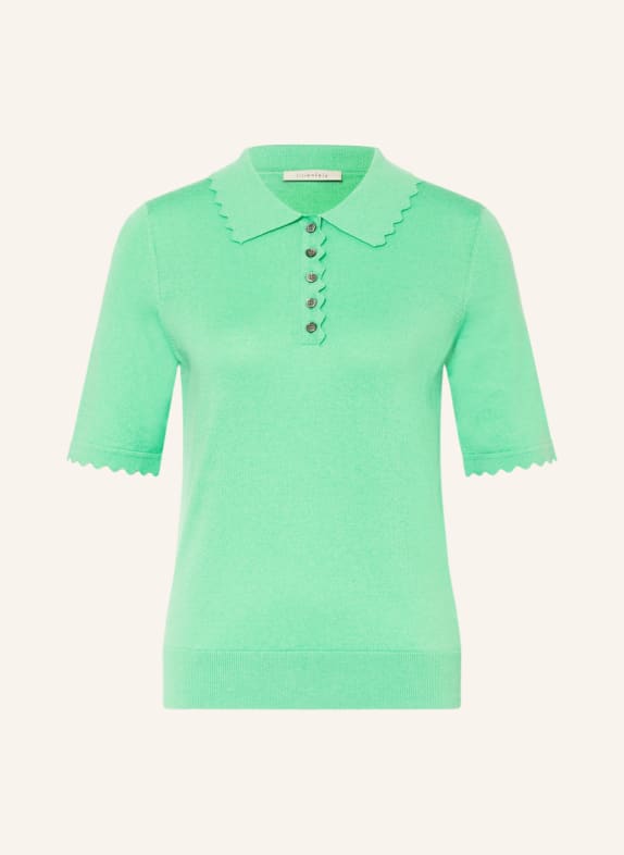 lilienfels Knitted polo shirt with cashmere LIGHT GREEN