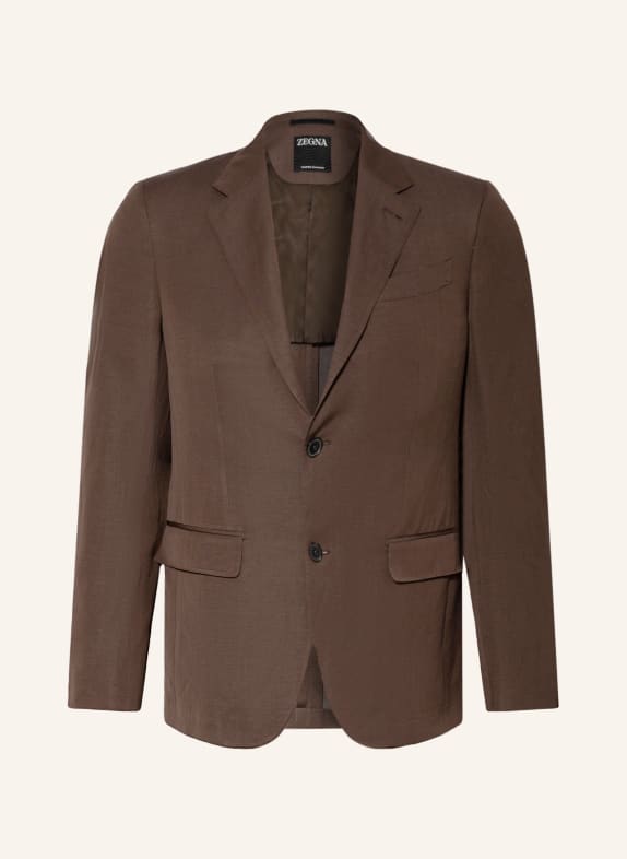ZEGNA Tailored jacket extra slim fit with linen DARK BROWN