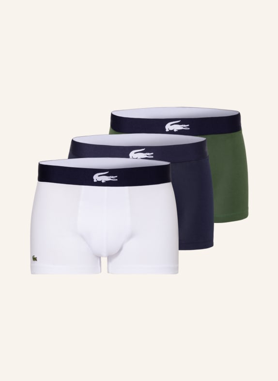 LACOSTE Boxerky, 3 kusy v balení ZELENÁ/ TMAVĚ MODRÁ/ BÍLÁ