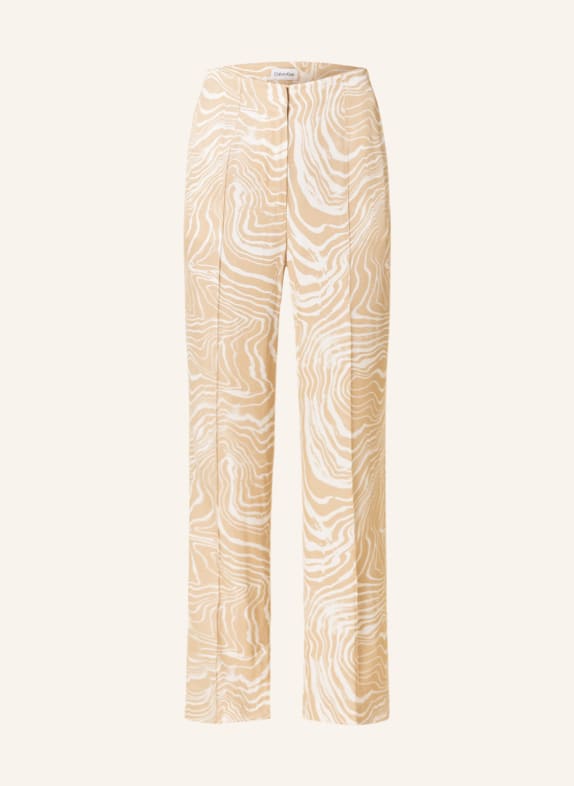 Calvin Klein Wide leg trousers BEIGE/ WHITE
