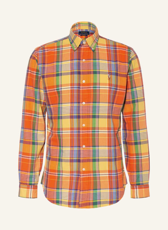 POLO RALPH LAUREN Oxfordhemd Custom Fit GELB/ ORANGE/ HELLBLAU