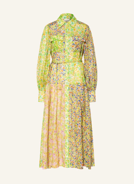 ALÉMAIS Shirt dress in linen NEON GREEN/ NEON YELLOW/ ORANGE