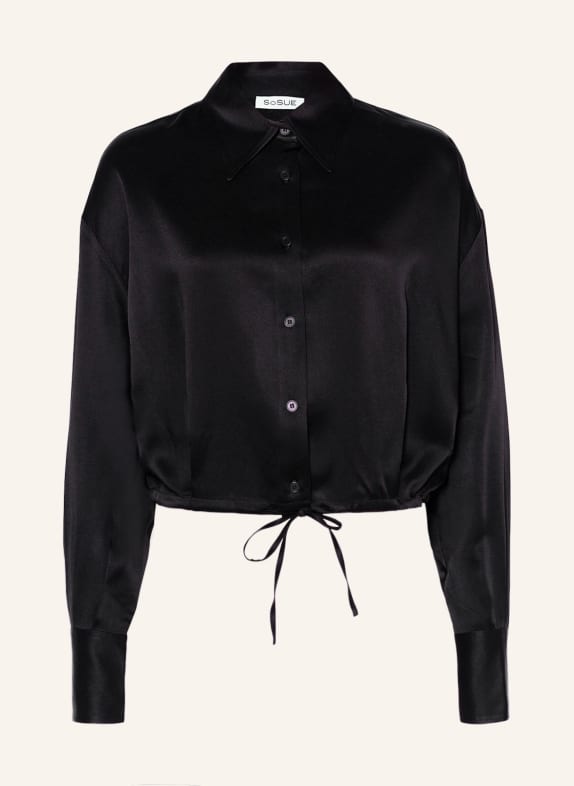 SoSUE Satin shirt blouse BLACK