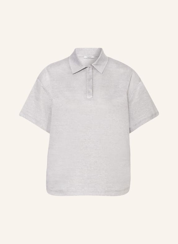 PESERICO Poloshirt mit Leinen und Schmucksteinen BEIGE