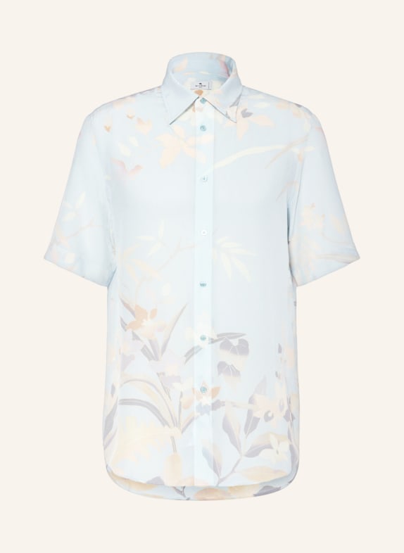 ETRO Short sleeve shirt comfort fit in silk LIGHT BLUE/ ECRU