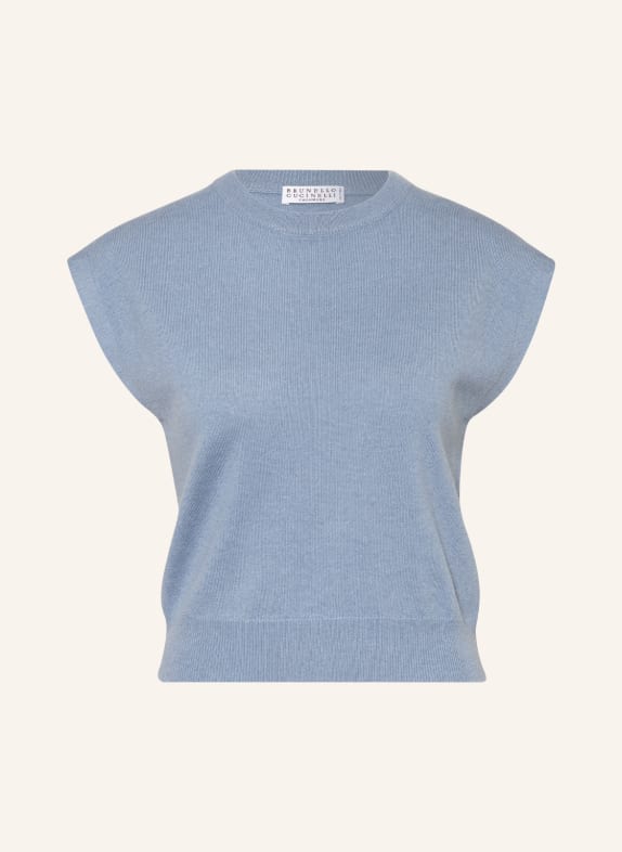 BRUNELLO CUCINELLI T-shirt with cashmere and glitter thread BLUE GRAY