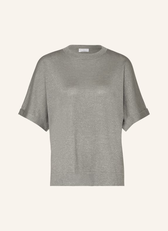 BRUNELLO CUCINELLI T-shirt z dodatkiem kaszmiru i jedwabiu SZARY