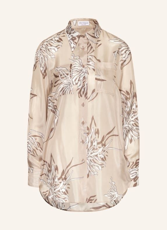 BRUNELLO CUCINELLI Shirt blouse in silk BEIGE/ GRAY/ LIGHT GRAY