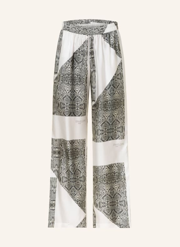 ENVELOPE 1976 Wide leg trousers VEHI in silk WHITE/ GRAY