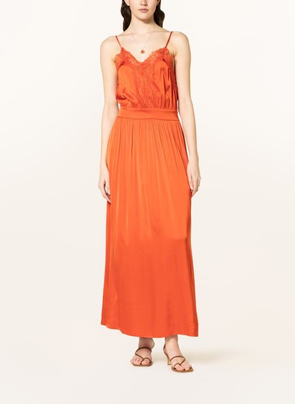 SCOTCH & SODA Satinkleid mit Spitzenbesatz ORANGE