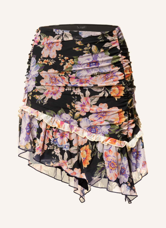 GUESS Skirt CINDI with frills BLACK/ ORANGE/ LIGHT GREEN
