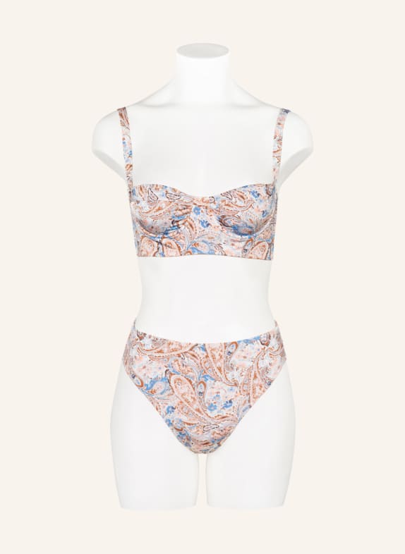 EVARAE Bikinibroekje met hoge taille IZA LICHTBLAUW / BRUIN / WIT