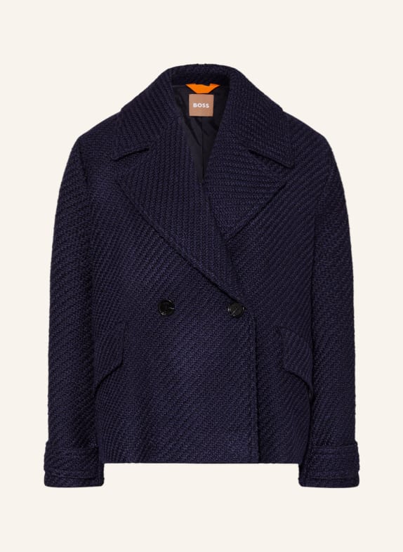 BOSS Pea coat CABAN in knit fabric DARK BLUE