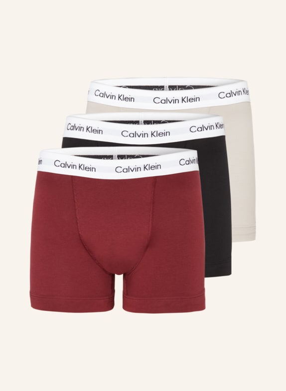 Calvin Klein 3er-Pack Boxershorts COTTON STRETCH DUNKELROT/ HELLGRAU/ SCHWARZ
