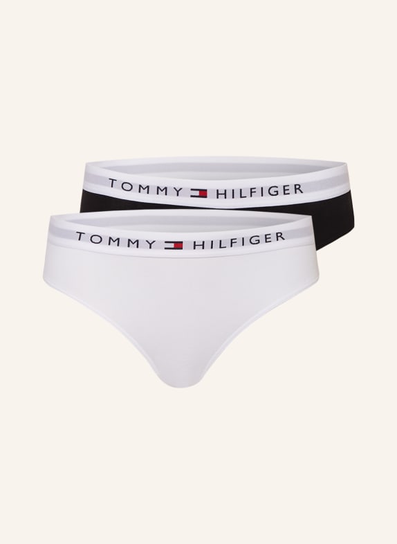 TOMMY HILFIGER Slipové kalhotky, 2 kusy v balení BÍLÁ/ ČERNÁ