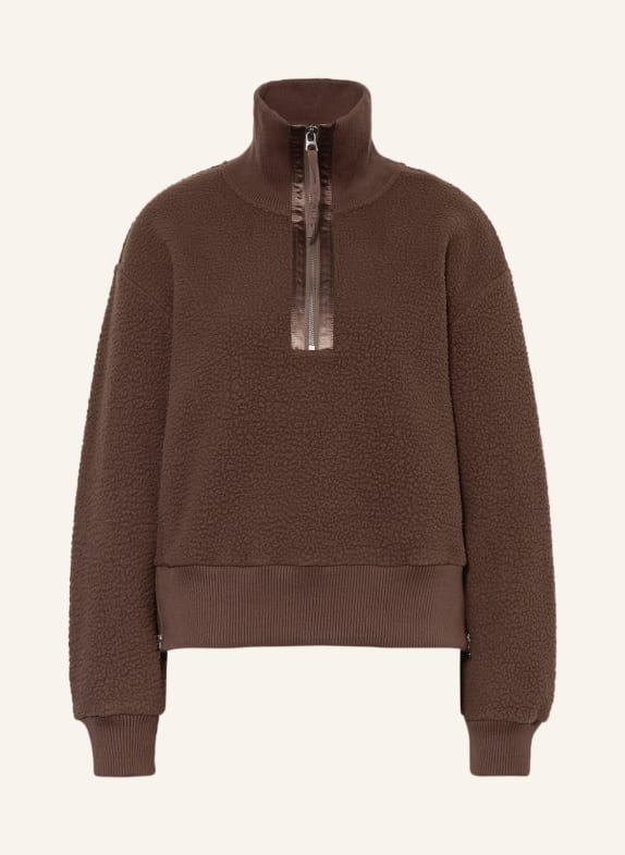 VARLEY Fleece half-zip sweater ROSELLE BROWN