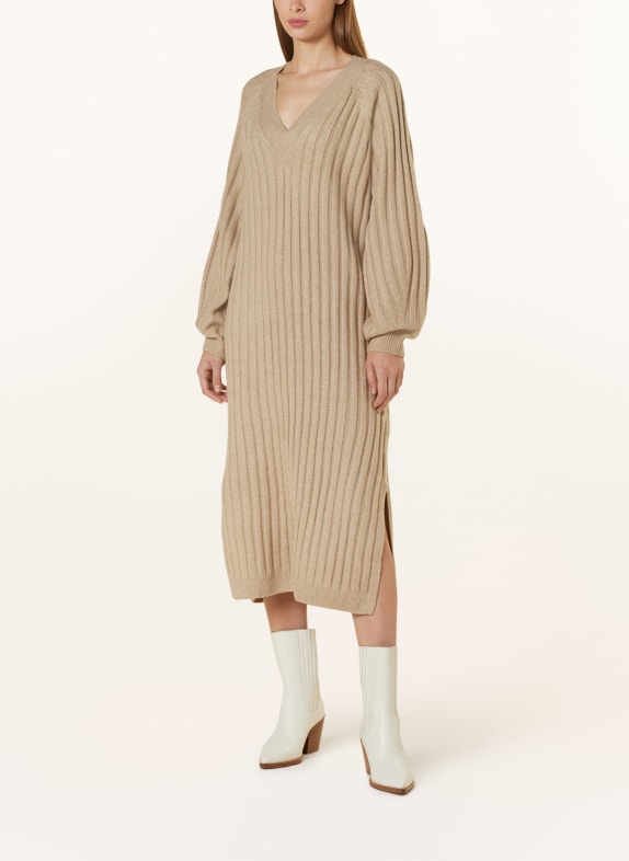 gina tricot Knit dress LIGHT BROWN