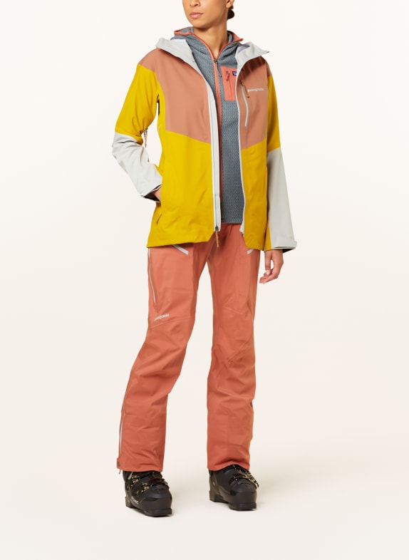 patagonia Hardshell ski jas SNOWDRIFTER LICHTGRIJS / DONKERORANJE / DONKERGEEL