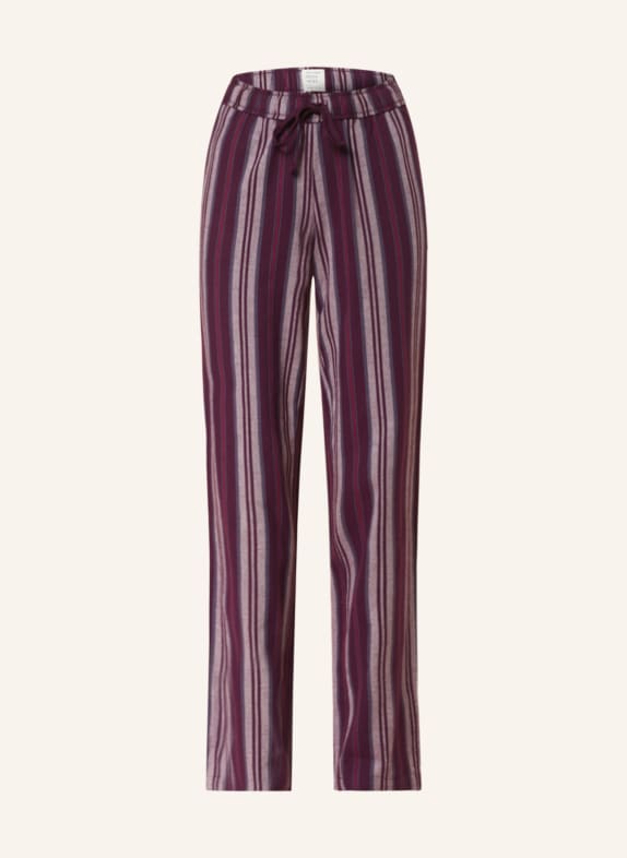 SCHIESSER Pajama pants MIX+RELAX in flannel DARK PURPLE/ WHITE/ RED