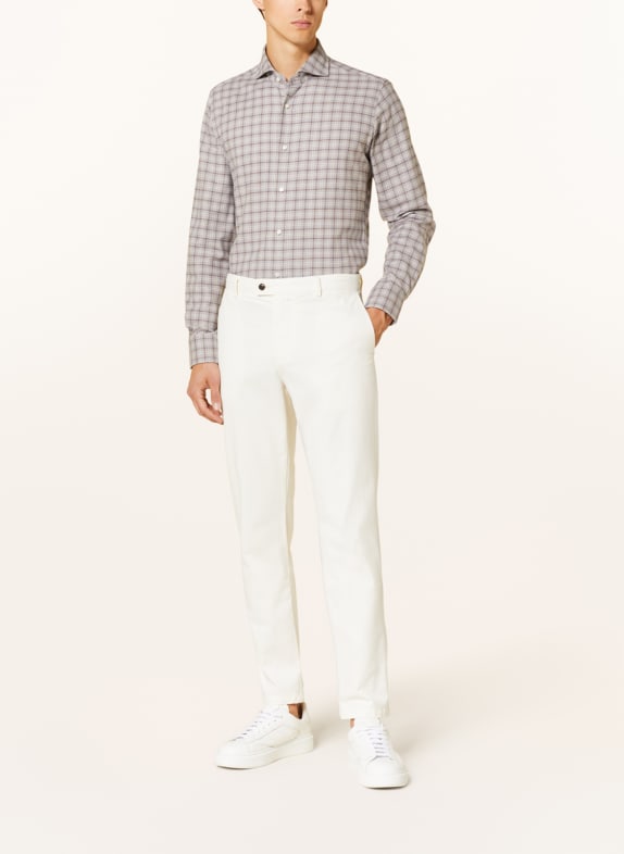 PAUL Hemd Slim Fit HELLLILA / BRAUN / ECRU