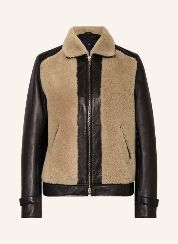 JOOP! Lederjacke mit Lammfell CREME/ SCHWARZ
