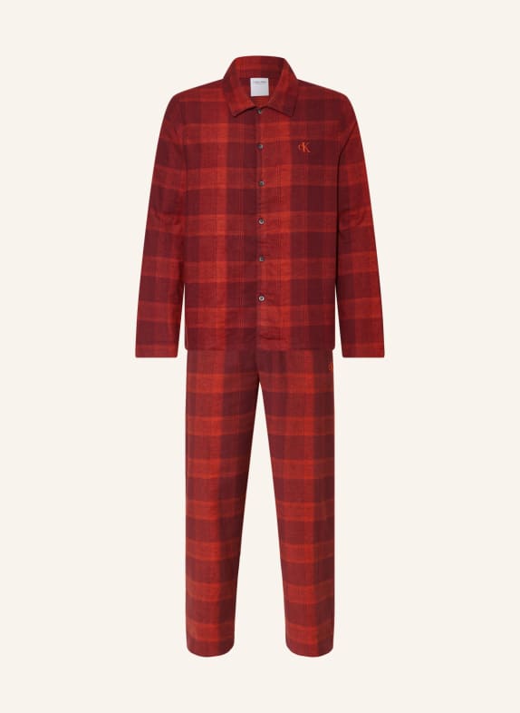 Calvin Klein Schlafanzug aus Flanell DUNKELROT/ ORANGE