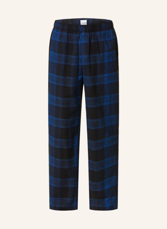 Calvin Klein Spodnie od piżamy z flaneli CZARNY/ NIEBIESKI
