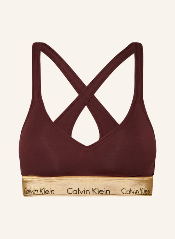 Calvin Klein Bustier podprsenka MODERN COTTON TMAVĚ FIALOVÁ/ ZLATÁ