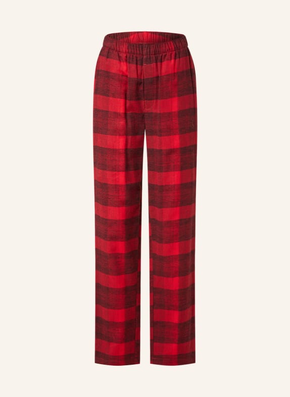 Calvin Klein Spodnie od piżamy PURE FLANELL z flaneli CZERWONY/ CZARNY