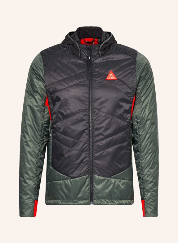 maloja Quilted jacket ALVISM. BLACK/ DARK GREEN/ RED