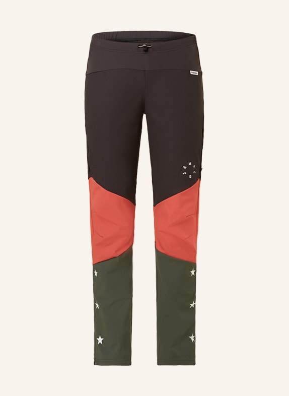 maloja Cross-country ski pants NANINAM. BLACK/ DARK ORANGE/ GREEN