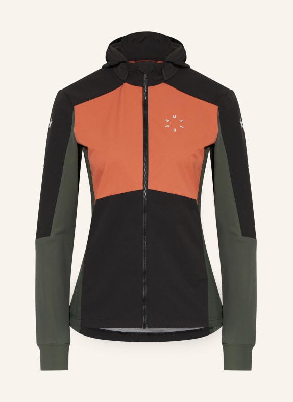maloja Softshell ski jacket NESHAM DARK ORANGE/ GREEN/ BLACK