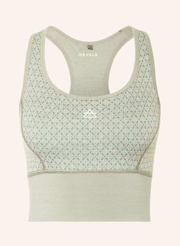 DEVOLD Sports bra KVITEGGA in merino wool LIGHT GREEN/ ECRU