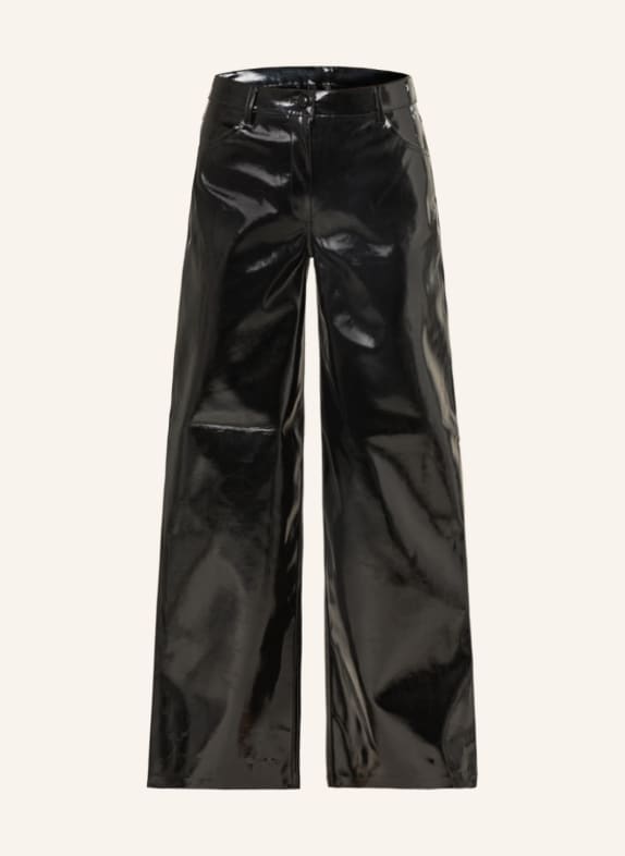 ONLY Wide leg trousers in leather look BLACK