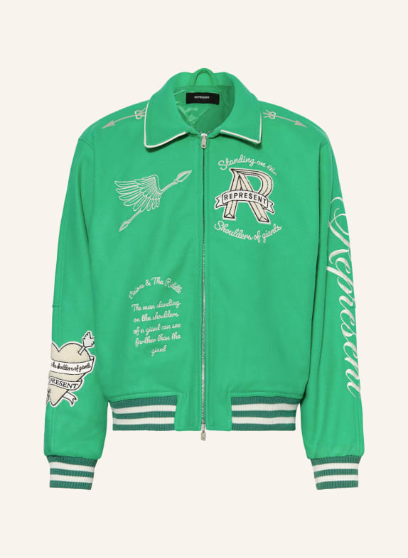 REPRESENT College jacket LIGHT GREEN/ WHITE/ BLACK